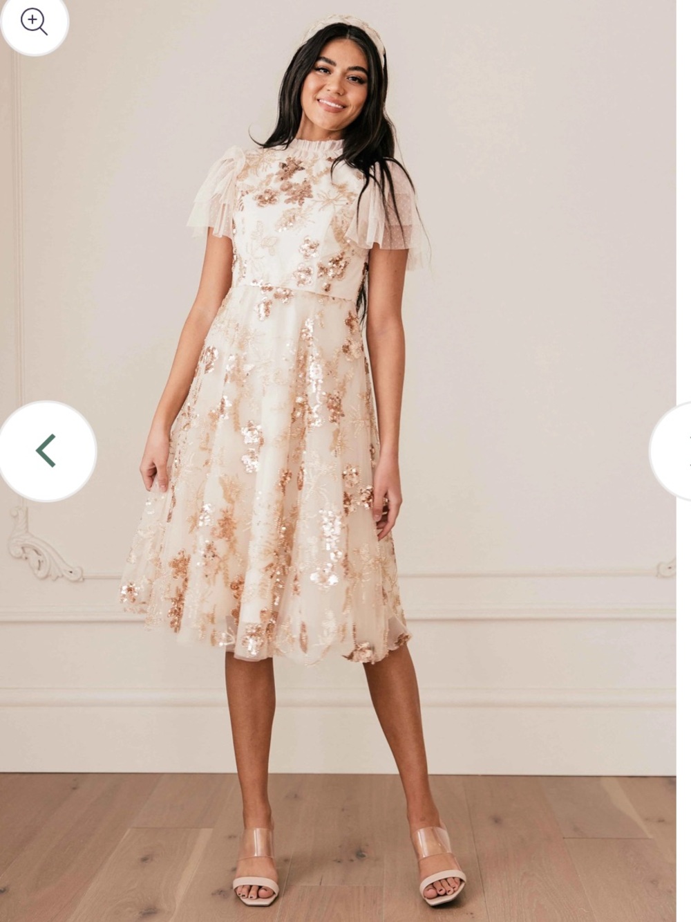 JessaKae Embellished Champagne Tulle Dress
